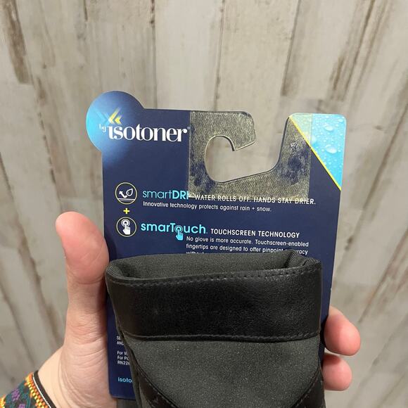 NEW ISOTONER women’s smartdri chevron stretch touchscreen gloves Black One Size - Picture 2 of 5